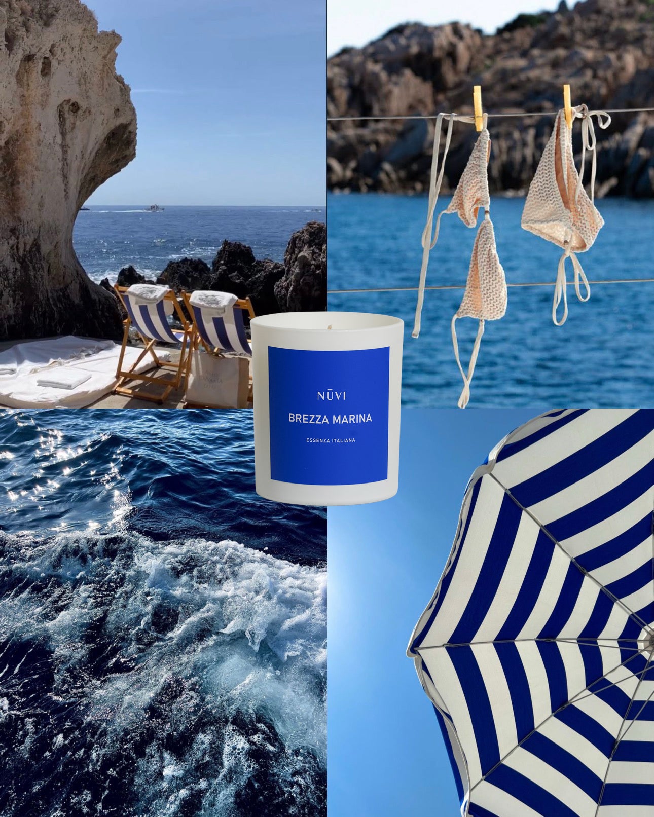 Candela profumata artigianale Brezza Marina in cera di soia, ispirata al mare italiano