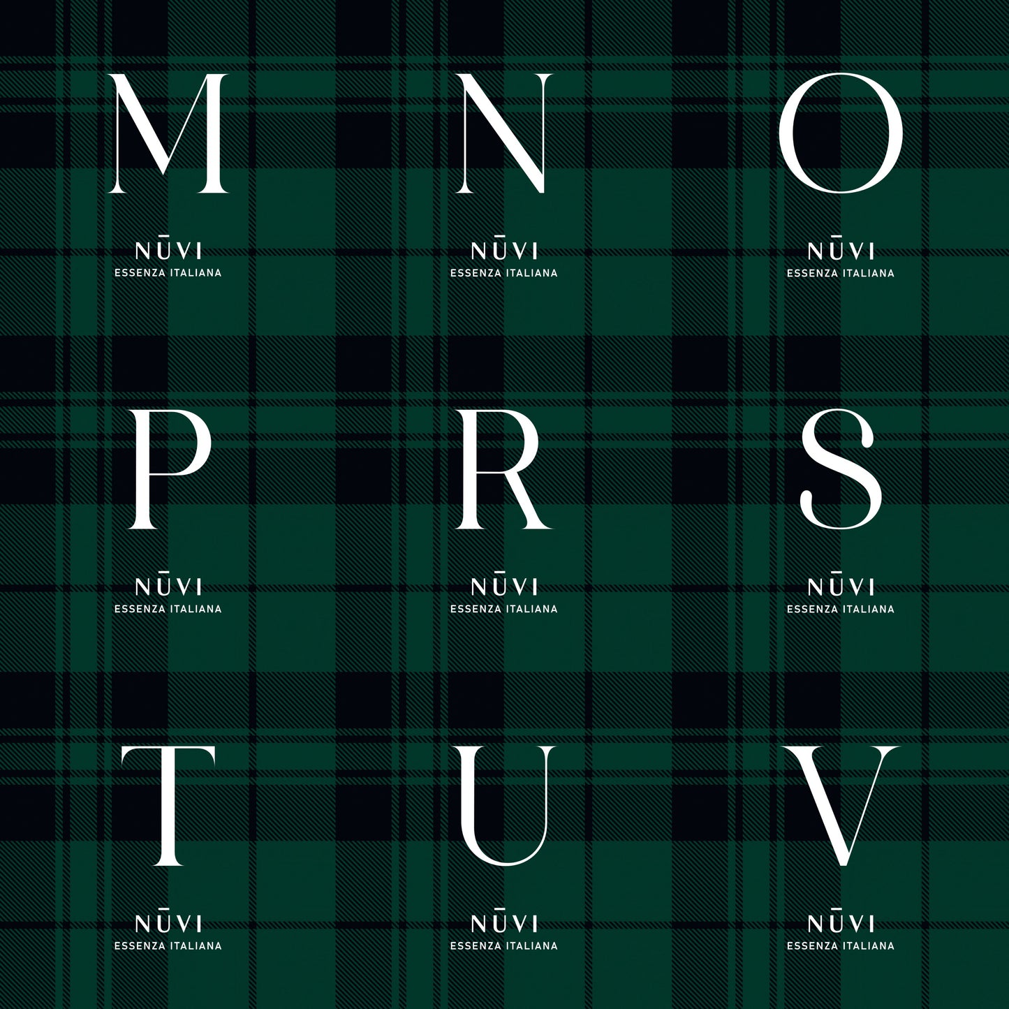 Candela profumata NUVI – Tartan Verde | Personalizzabile con lettera