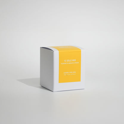 Candela profumata artigianale O Sole Mio in cera di soia, con note agrumate mediterranee