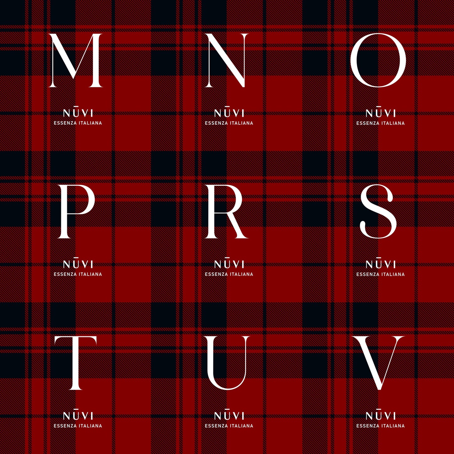 Candela profumata NUVI – Tartan Rosso | Personalizzabile con lettera